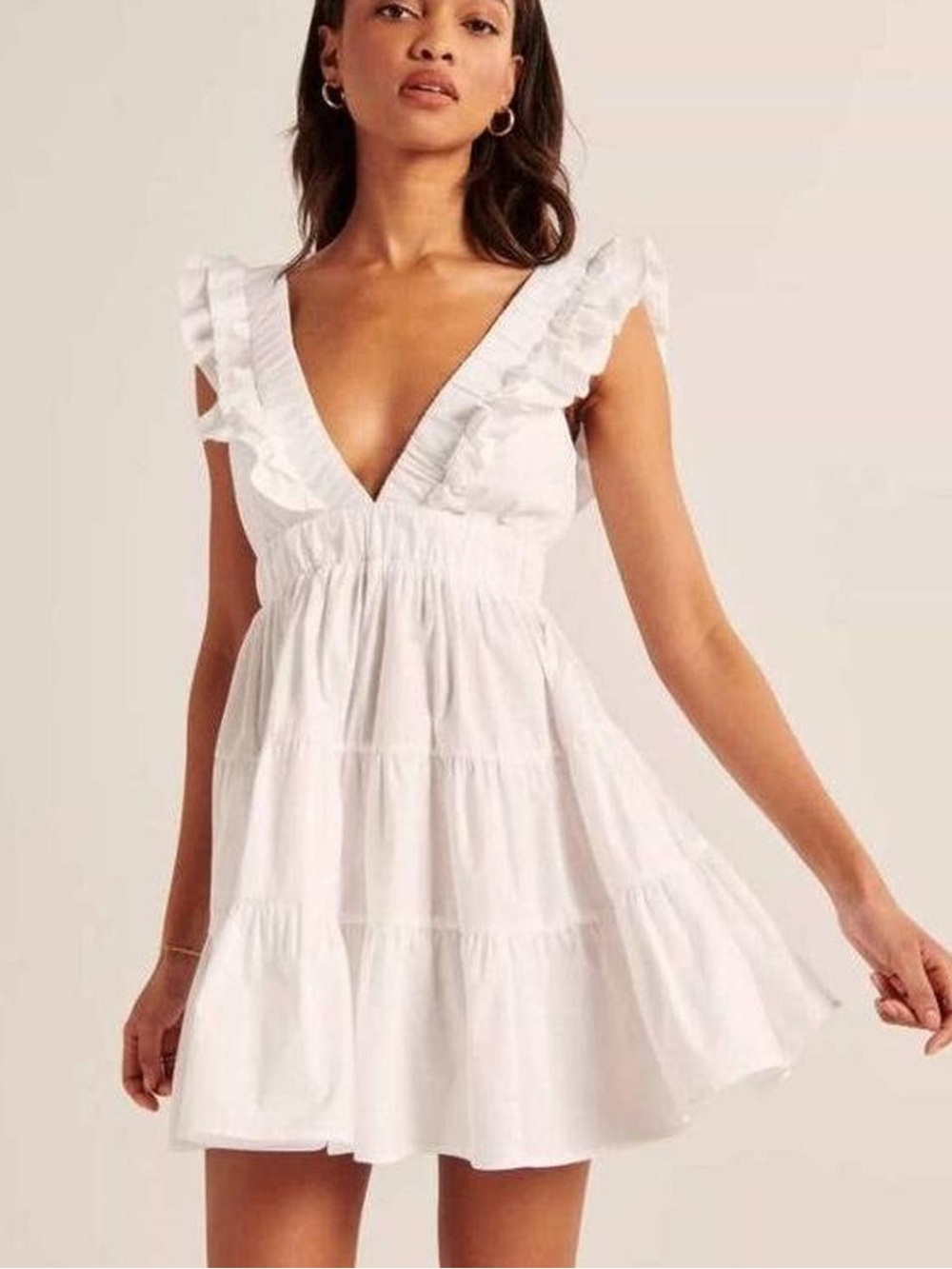 Abercrombie & Fitch White Ruffle Mini Dress